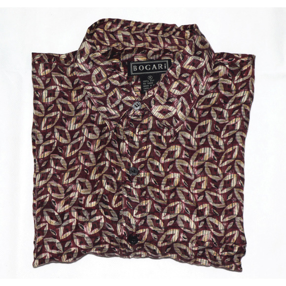 Bogari Men's Short Sleeve Button Front 100% Silk‎ Shirt Size Medium - Picture 4 of 5